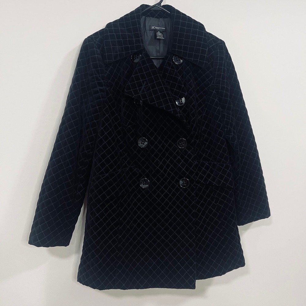 INC International Concepts Black Quilted Velvet Pea Coat Jacket Womens 1X - Picture 4 of 11